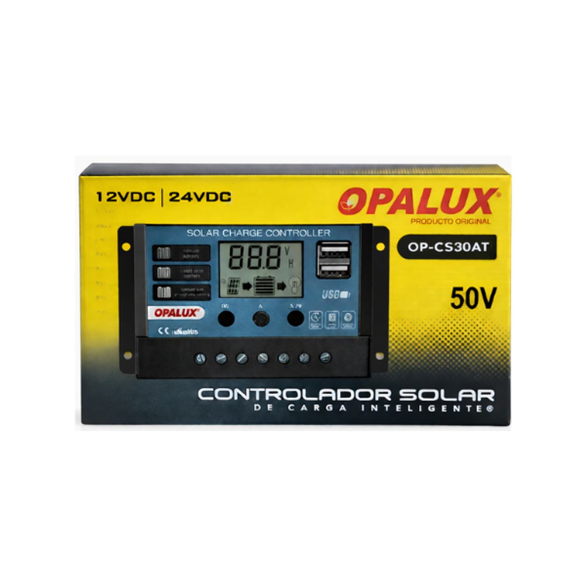 OPALUX - CONTROLADOR DE CARGA SOLAR OPALUX 30A 12-24V