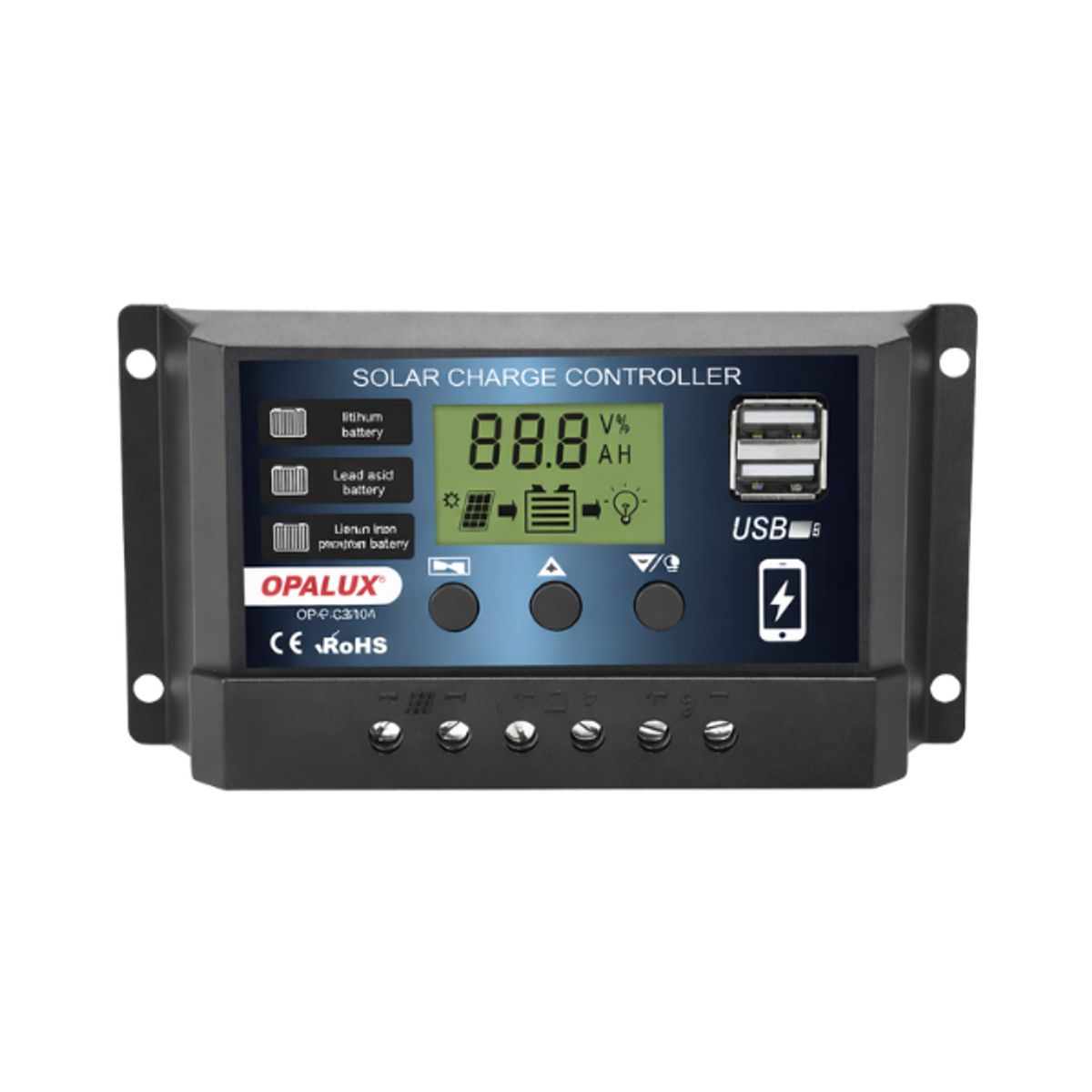 OPALUX - CONTROLADOR DE CARGA SOLAR OPALUX 30A 12-24V