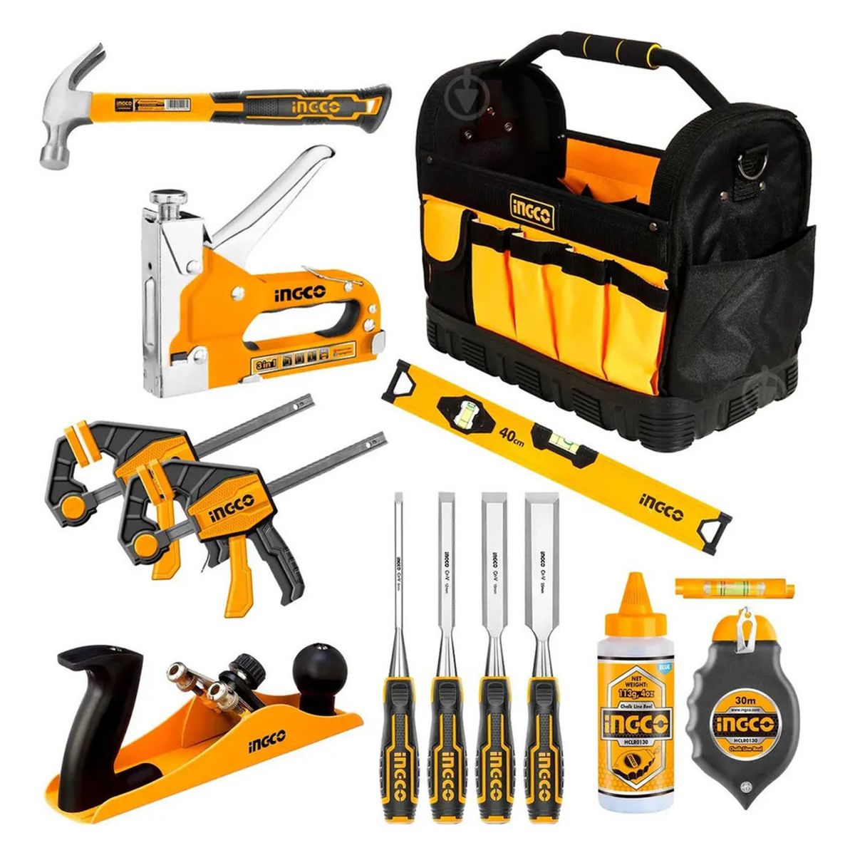 INGCO TOOLS - Set Herramientas Carpintero 13pcs Ingco Maletín Martillo