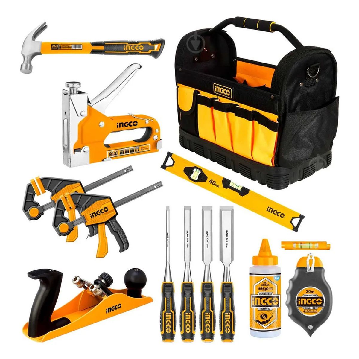 INGCO TOOLS - Set Herramientas Carpintero 13pcs Ingco Maletín Martillo