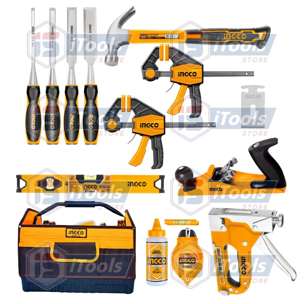 INGCO TOOLS - Set Herramientas Carpintero 13pcs Ingco Maletín Martillo