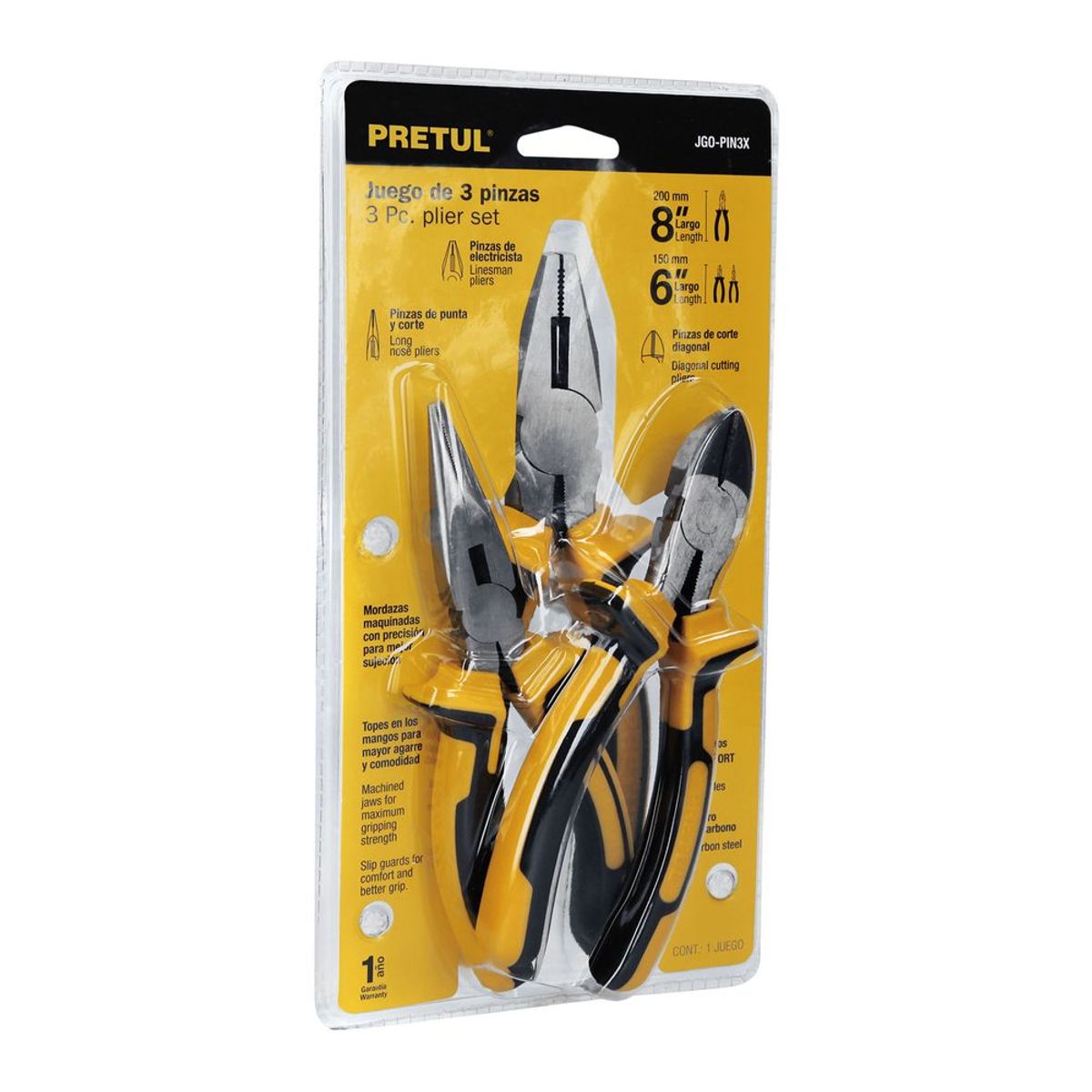 PRETUL - Juego De Alicates 3 Piezas Comfort Grip Pretul 22966