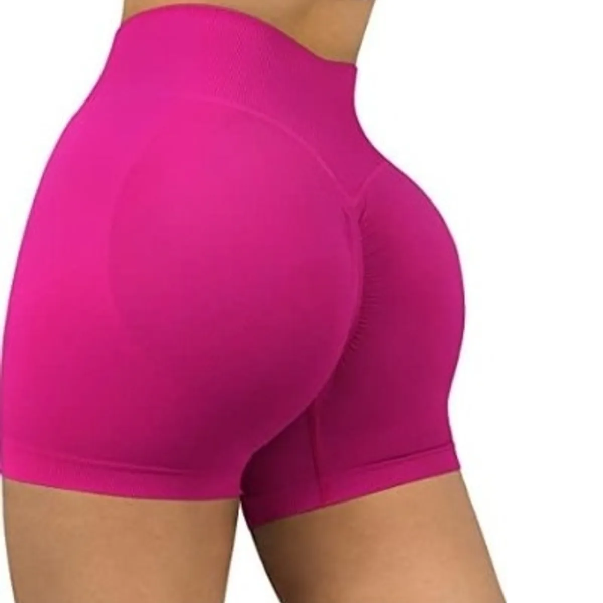 GENERICO - Shorts de cintura alta y con realce de glúteos para entrenamiento fucsia
