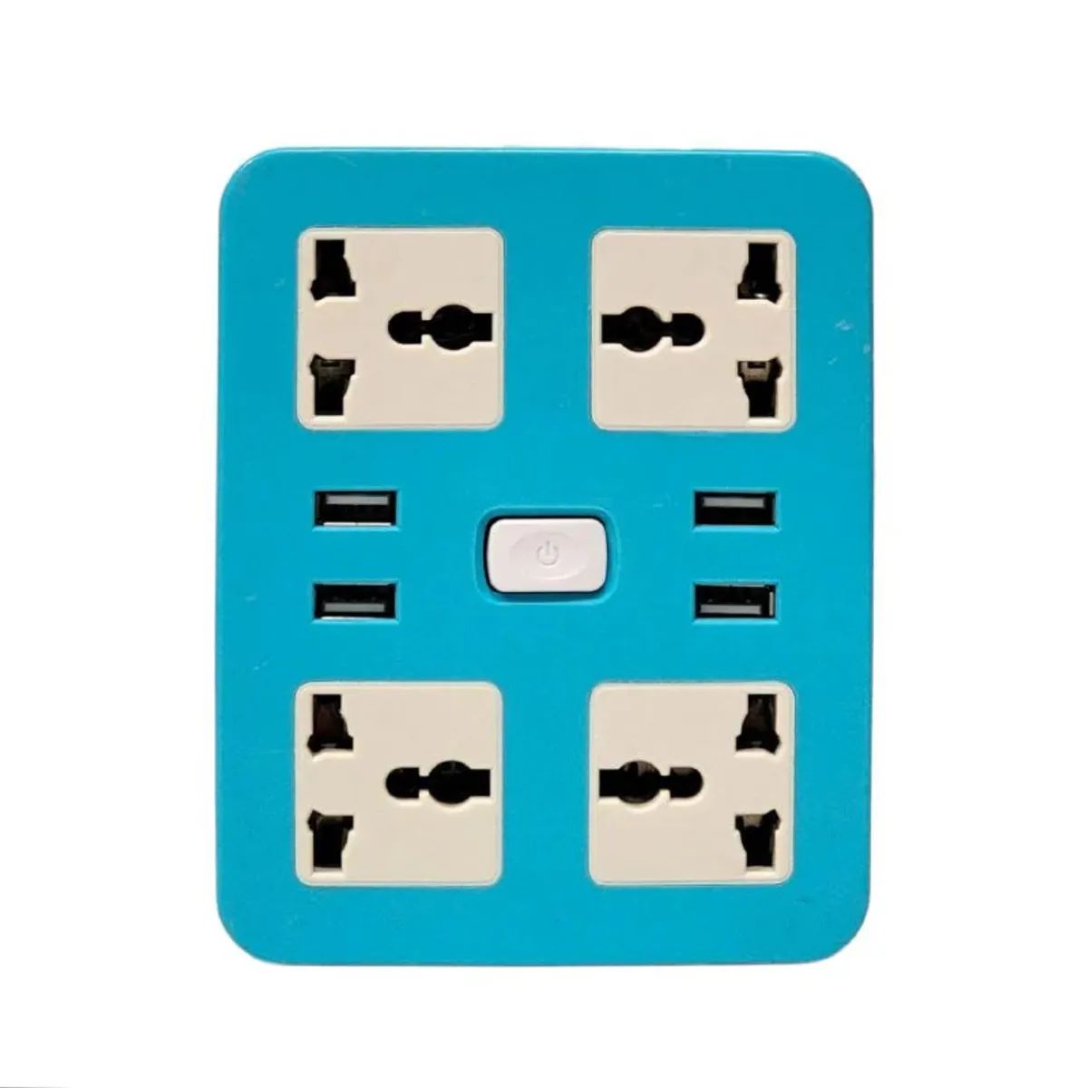 GENERICO - EXTENSION CUADRADA 4 TOMAS UNIVERSALES MAS 4 TOMAS USB 2METROS