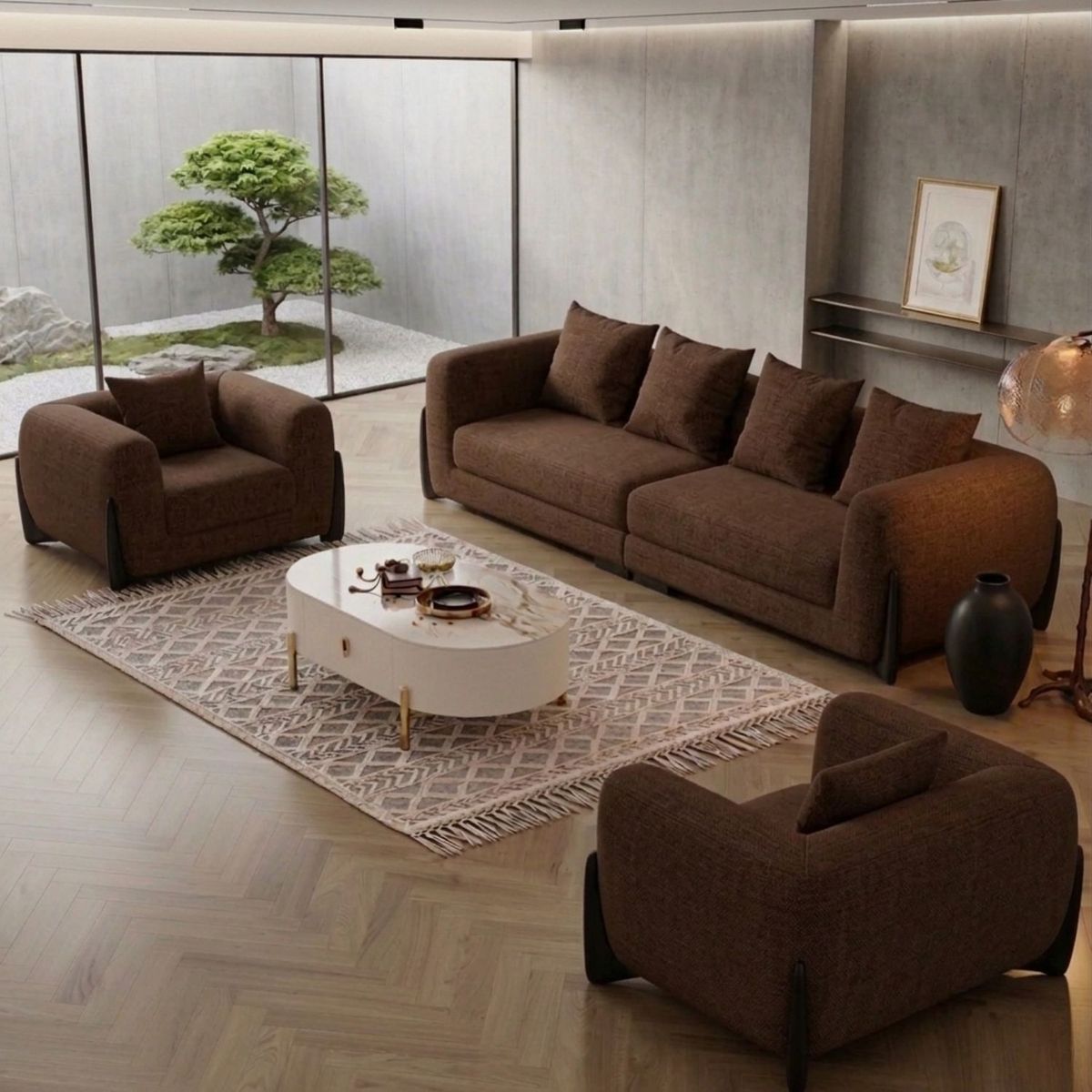 GENERICO - Sala Brasil 3-1-1 en Chenille Antifluido & PetFriendly – Sofá 220 cm + 2 Butacas