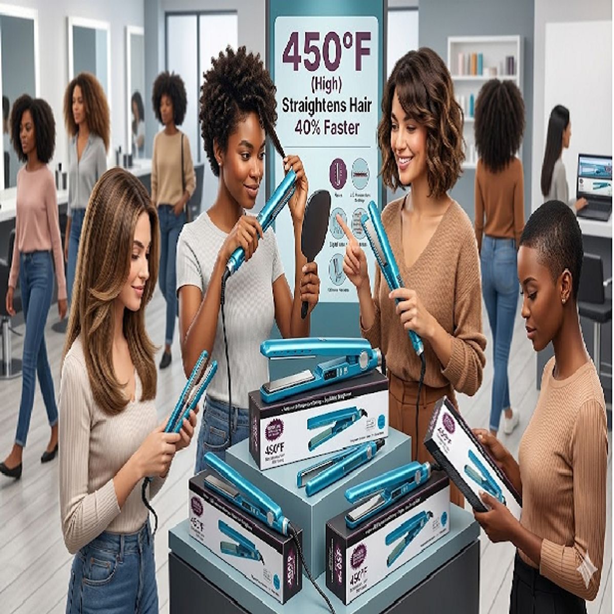 GENERICO - Plancha Cabello Alisador Digital 450° F  AZUL