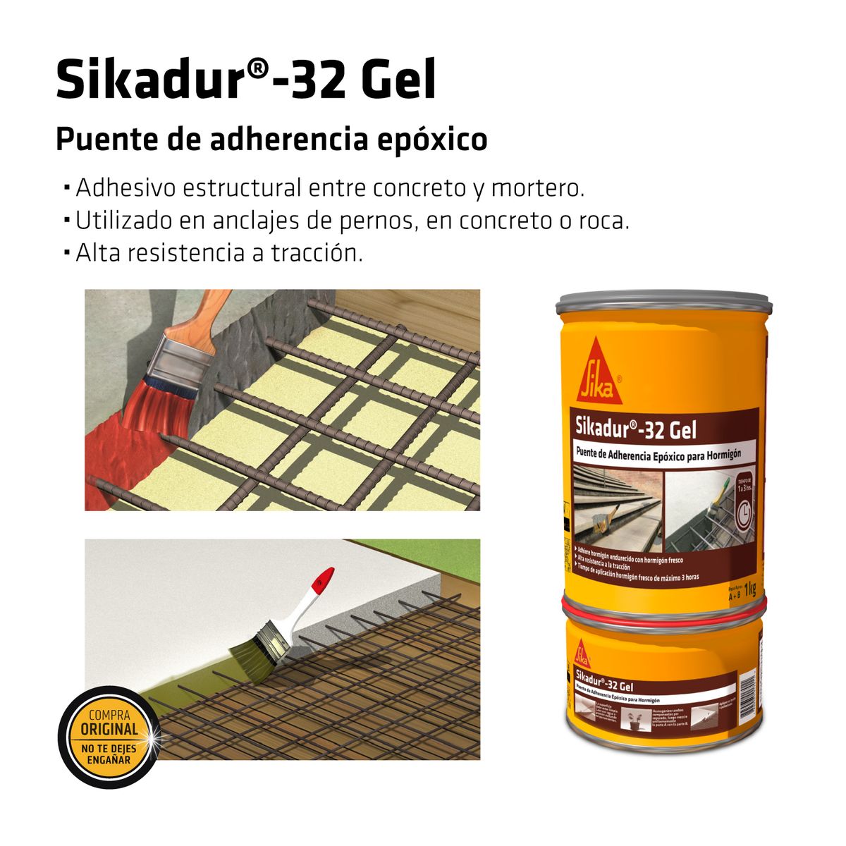 SIKA - Pack de 2 unidades Sikadur 32 Gel, Gris 5kg