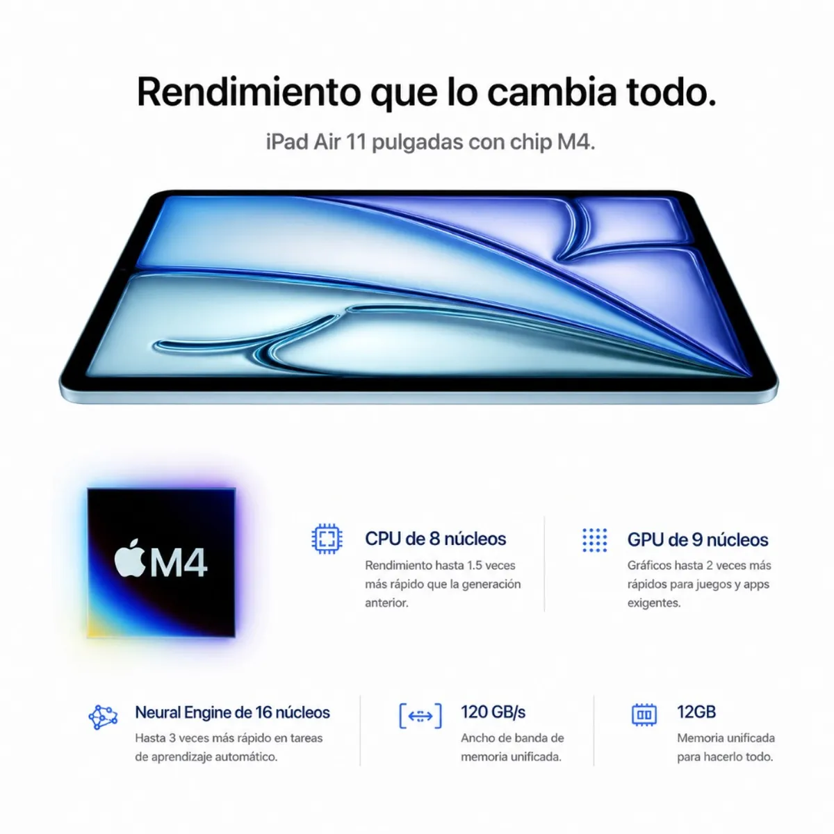 IPAD AIR 11 CHIP M4 128GB WIFI BLUE, marca APPLE - Foto 2