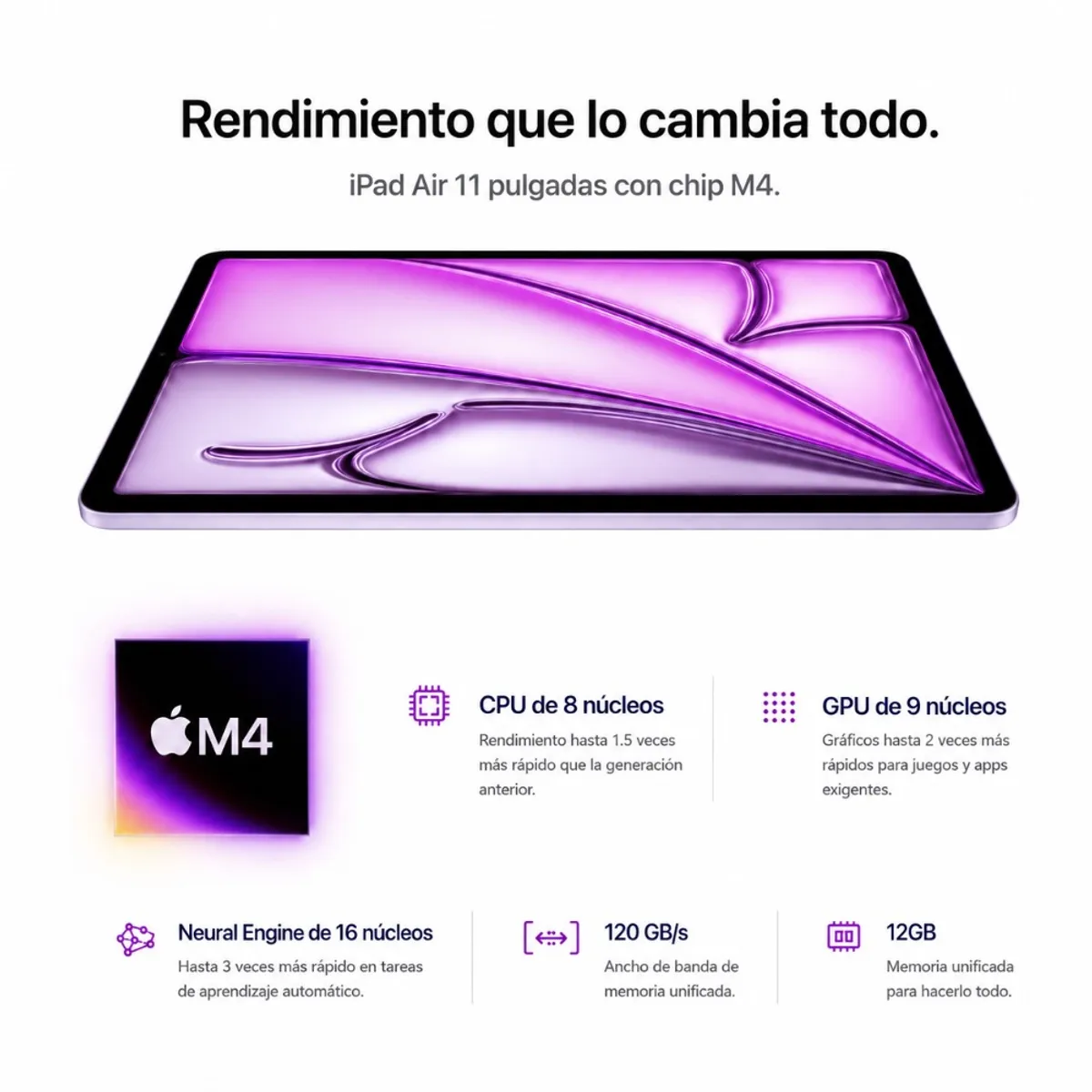 IPAD AIR 11 CHIP M4 128GB WIFI PURPLE, marca APPLE - Foto 2