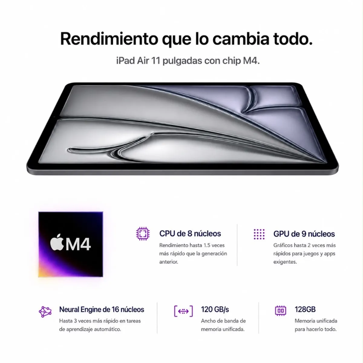 IPAD AIR 11 CHIP M4 128GB WIFI SPACE GRAY, marca APPLE - Foto 2