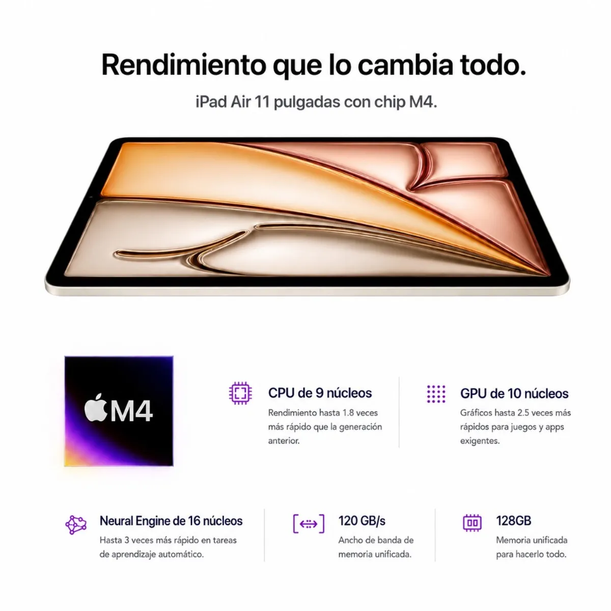 IPAD AIR 11 CHIP M4 128GB WIFI STARLIGHT, marca APPLE - Foto 2
