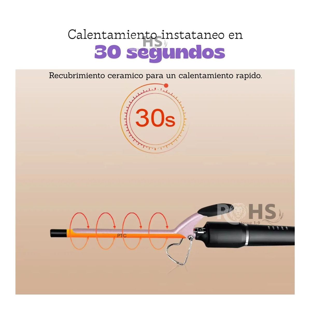 ROHS - Rizador electrico para el cabello profesional 10mm Rizos perfectos