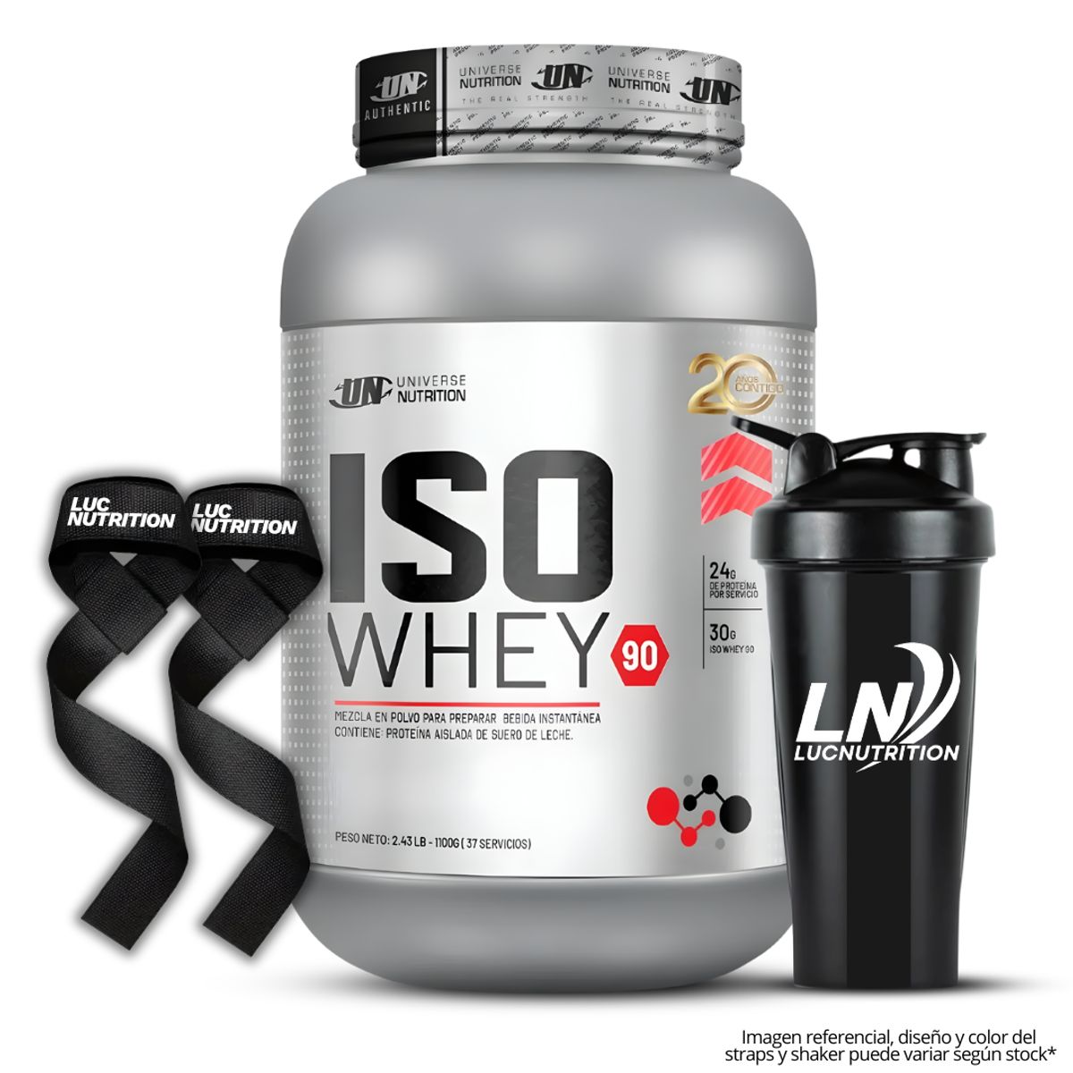 Universe Nutrition - Iso whey 90 1.1 KG Proteina Isolatada - Vainilla + Shaker + Straps