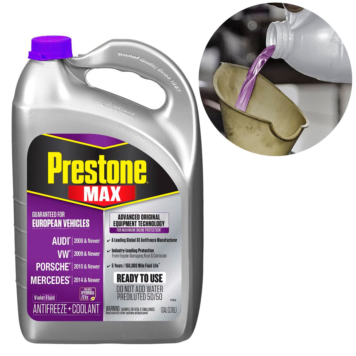 PRESTONE - Refrigerante y Anticongelante Max 50% Europeo Morado Galon