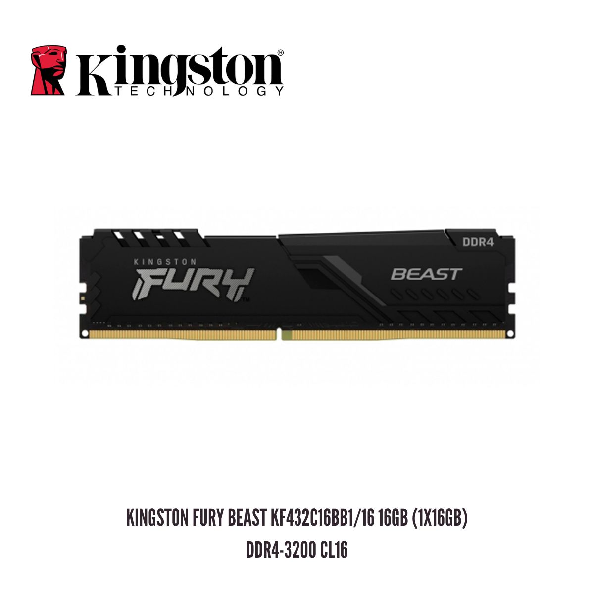 KINGSTON - MEMORIA RAM Kingston FURY Beast KF432C16BB1-16 16GB 1x16GB DDR4-3200 CL16