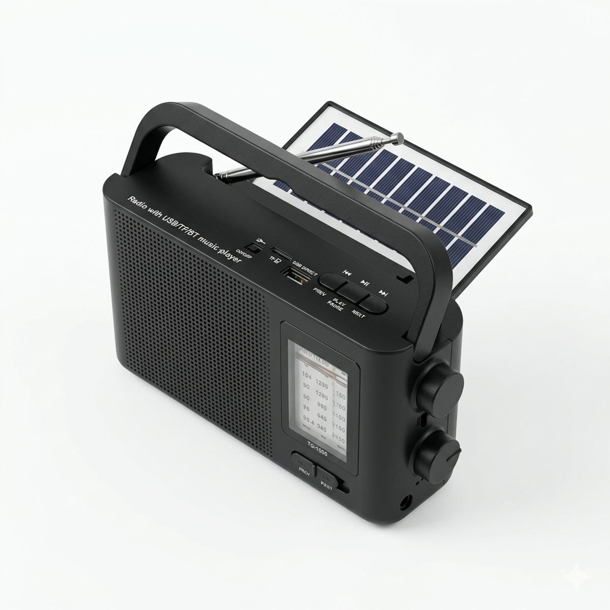 GENERICO - Radio Portátil con Panel Solar Multibanda FM AM SW y Bluetooth