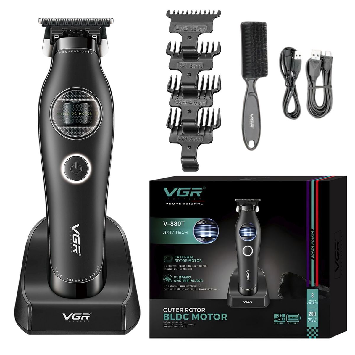 OEM - Máquina Cortapelo Profesional Trimmer Barba Patillera 7200RPM Recargable Corte Preciso
