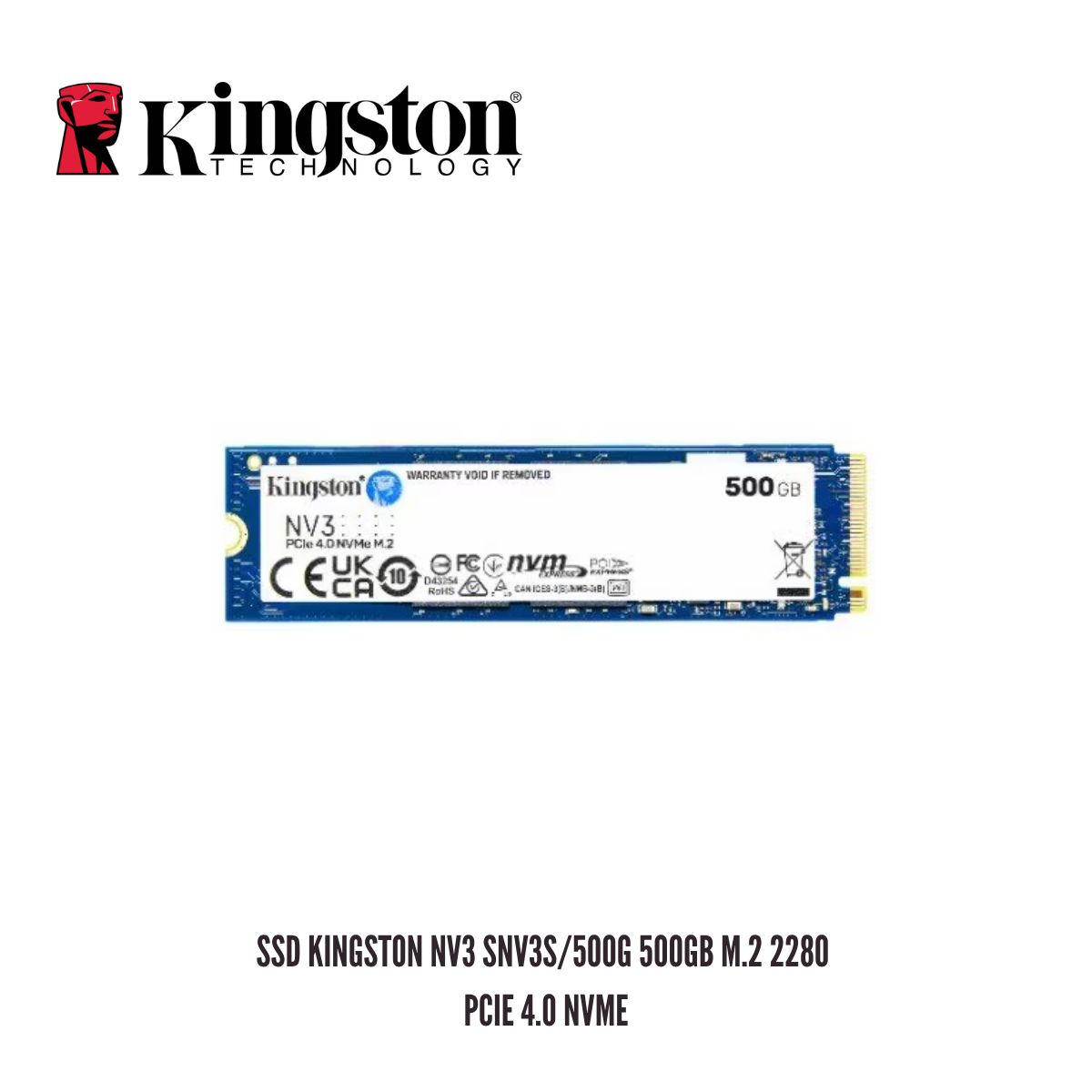 KINGSTON - Unidad de Estado Sólido Kingston NV3 SNV3S 500G 500GB M.2 2280 PCIe 4.0 NVMe