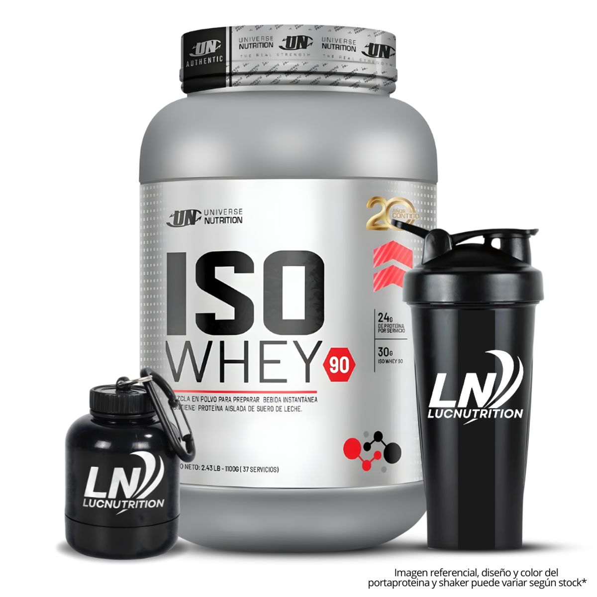 Universe Nutrition - Iso whey 90 1.1 KG Proteina Isolatada - Vainilla + Shaker + Portaproteina