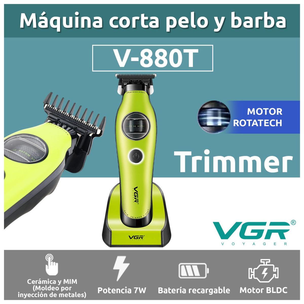 OEM - Cortadora de Cabello Profesional Trimmer Barba Recargable Corte Fino 0.1mm 7200RPM