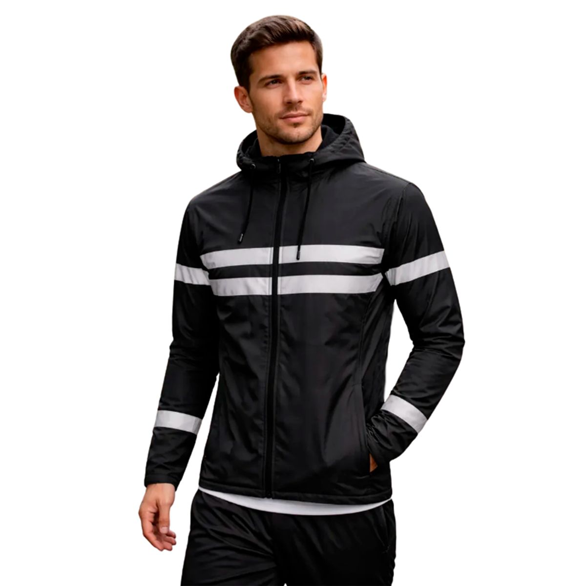 ELEMENT SPECIAL EDITION - Casaca Reflectiva Negra Impermeable  Seguridad Total para Moto y Bicicleta