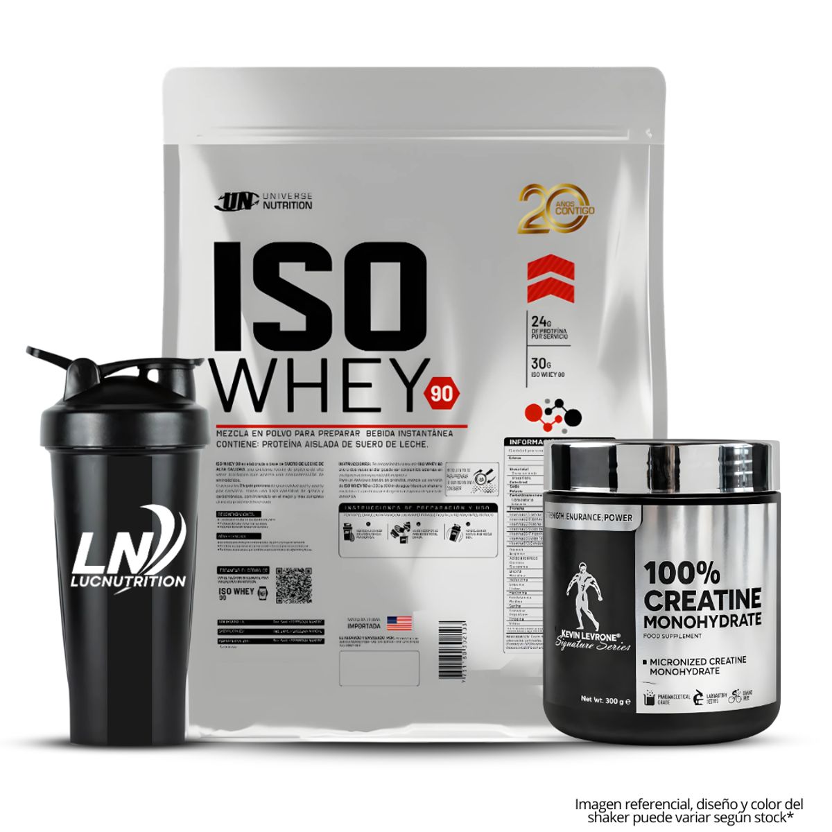 UNIVERSE NUTRITION - Iso Whey 90 5 kg Proteina Isolatada - Vainilla + Creatina Kevin Levrone 300 G + Shaker