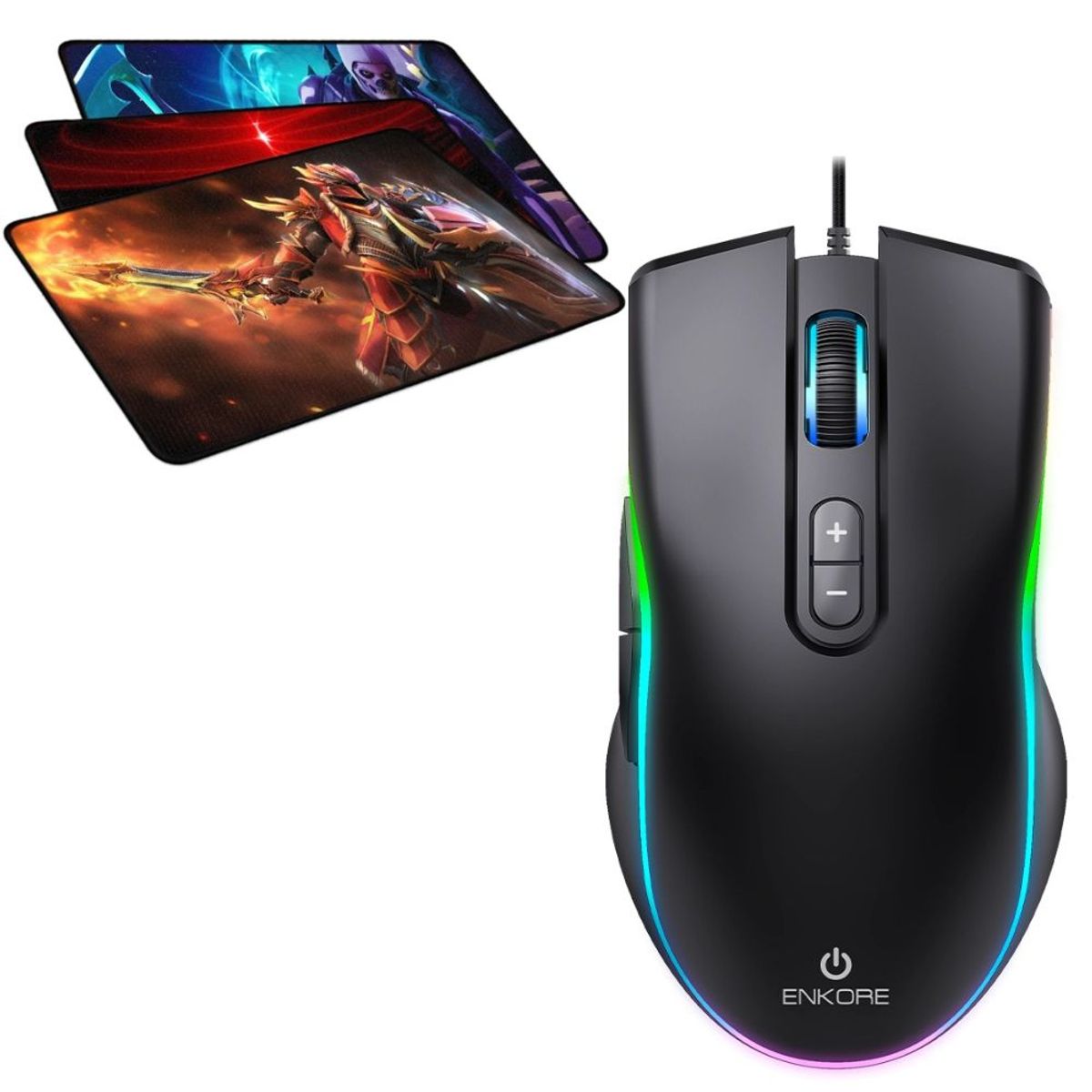 ENKORE - Mouse Gamer Led 7b 7200dpi Enkore Kingdom EKM 308 + Pad Mouse