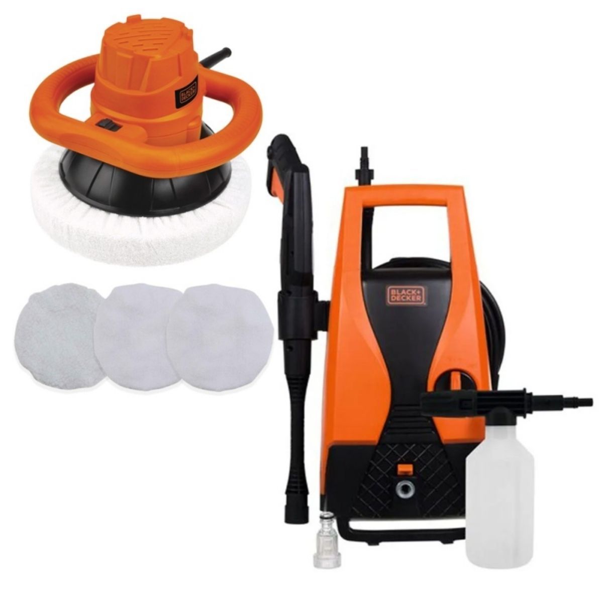 Black+Decker - Pulidora Orbital  10" 120w + Hidrolavadora 1400W B & D