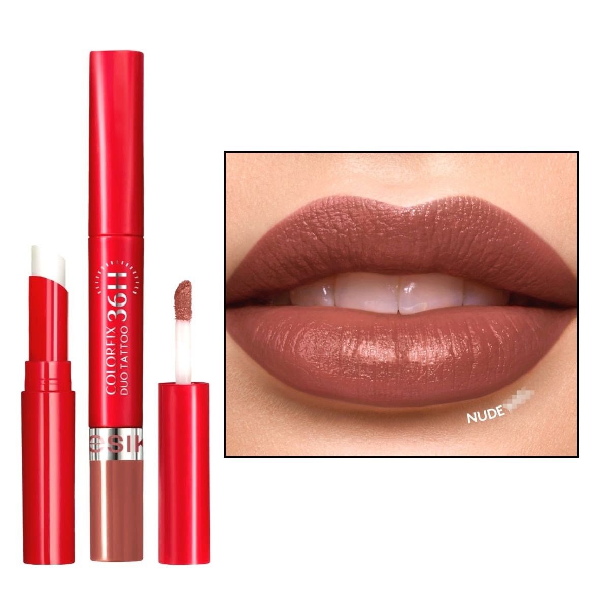 Esika - Labial líquido colorfix duo tattoo ésika nude glamour