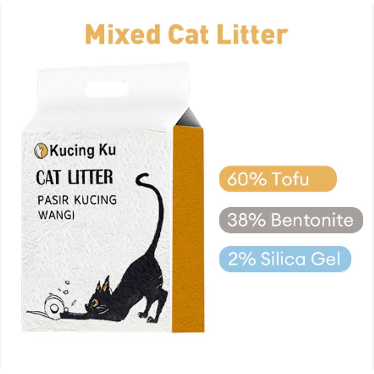 GENERICO - Arena para Gatos de Tofu Mixta Kucing Ku  Control de Olores y Alta Absorción