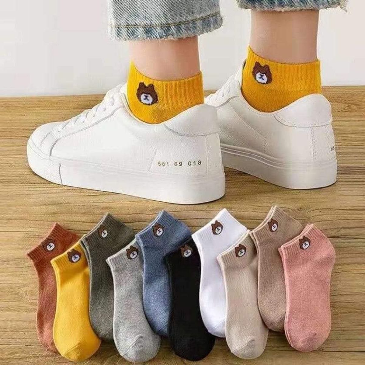 GENERICO - Medias Kawaii niños Osito Multicolor -5 Pares unisex