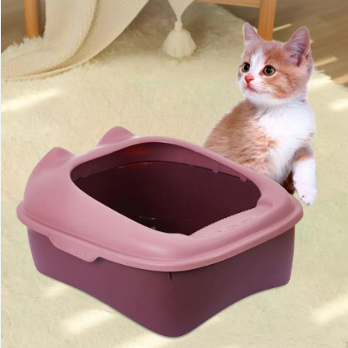 GENERICO - Arenero Semi Cerrado para Gatos  Práctico, Higiénico y Cómodo