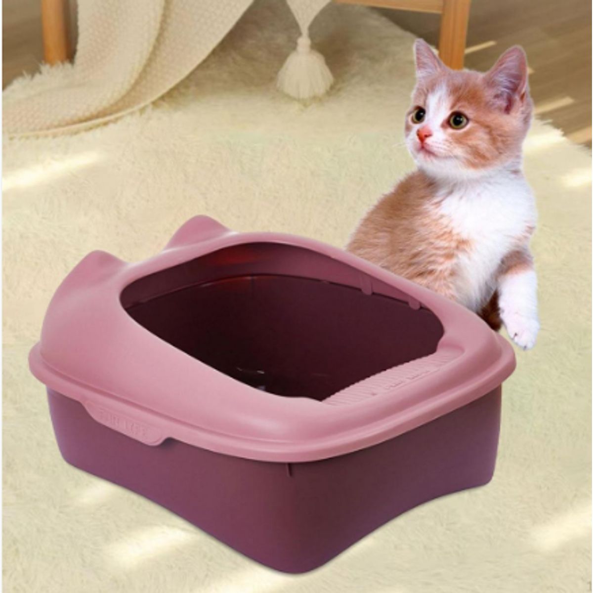 GENERICO - Arenero Semi Cerrado para Gatos  Práctico, Higiénico y Cómodo