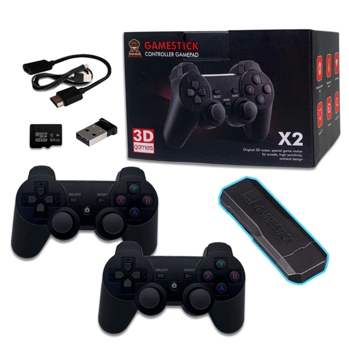 IMPORTADO MC - Consola de videojuegos X2 mando inalámbrico recargable 64G 37000 juegos