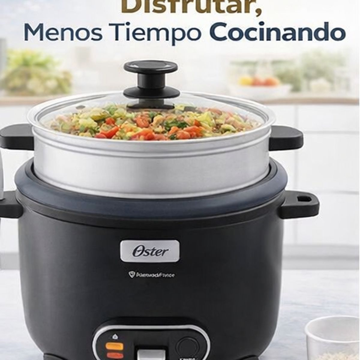 OSTER - Arrocera Oster 15 Tazas 3 en 1 con Sofrito y Vaporera - Antiadherente DiamondForce CKSTRC15DFBLK