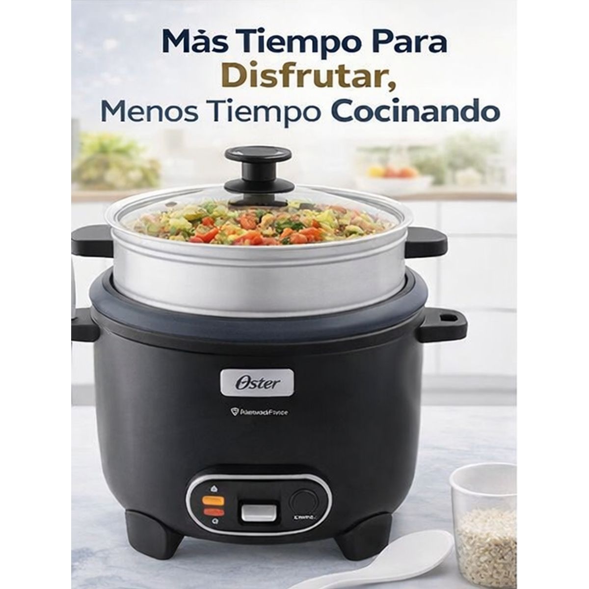 OSTER - Arrocera Oster 15 Tazas 3 en 1 con Sofrito y Vaporera - Antiadherente DiamondForce CKSTRC15DFBLK