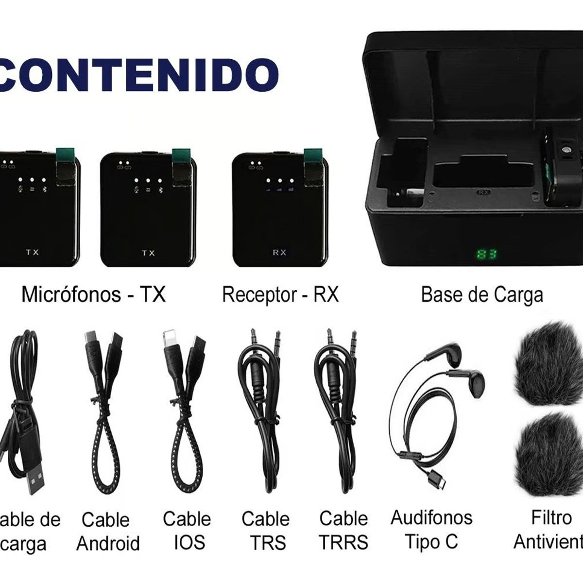 PREMIUM - Micrófono Inalámbrico Solapero Dual 4 en 1 SX63-FE-265