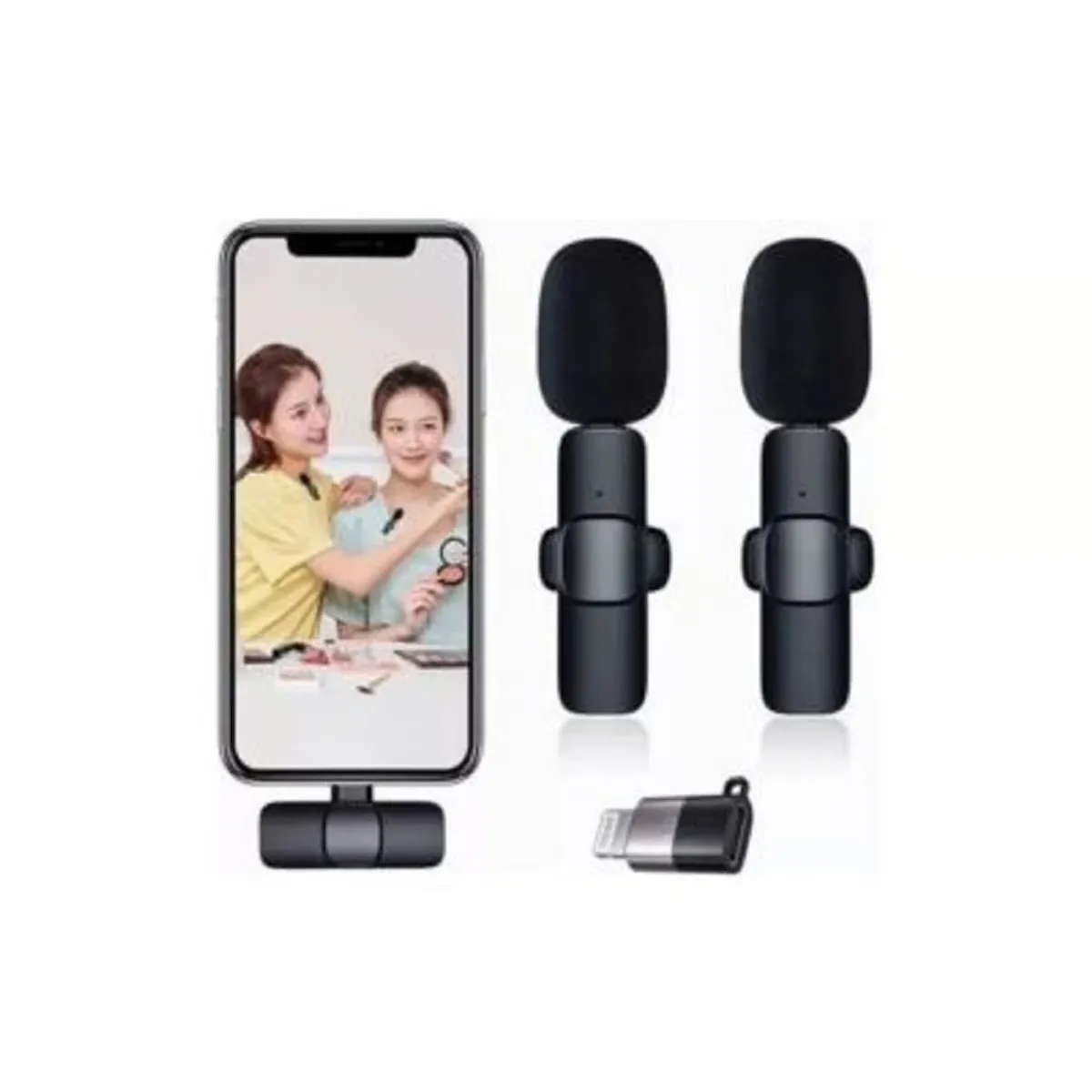 PREMIUM - Microfono Inalambrico Solapa 2 Para Celulares iPhone -K9-TC+IP+V8+USB