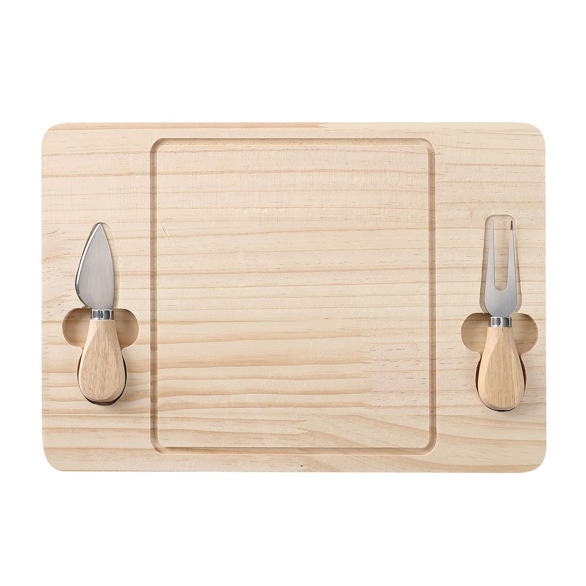 GENERICO - TABLA QUESOS PIQUEOS Y CHARCUTERIA DE BAMBU CON TENEDOR Y CUCHILLO