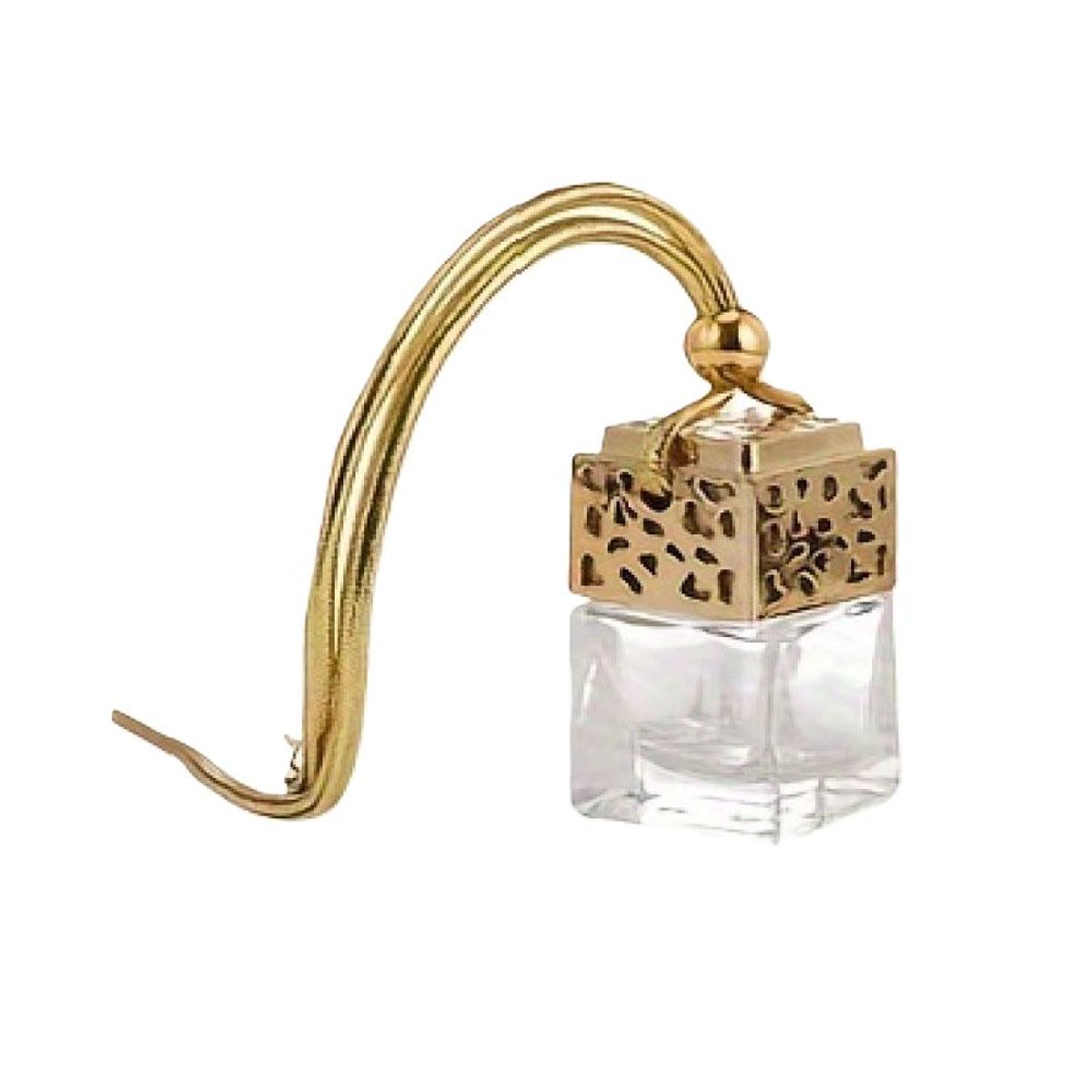 GENERICO - AMBIENTADOR COLGANTE VIDRIO PARA AUTO ACEITE AROMATERAPIA 5 ML DORADO