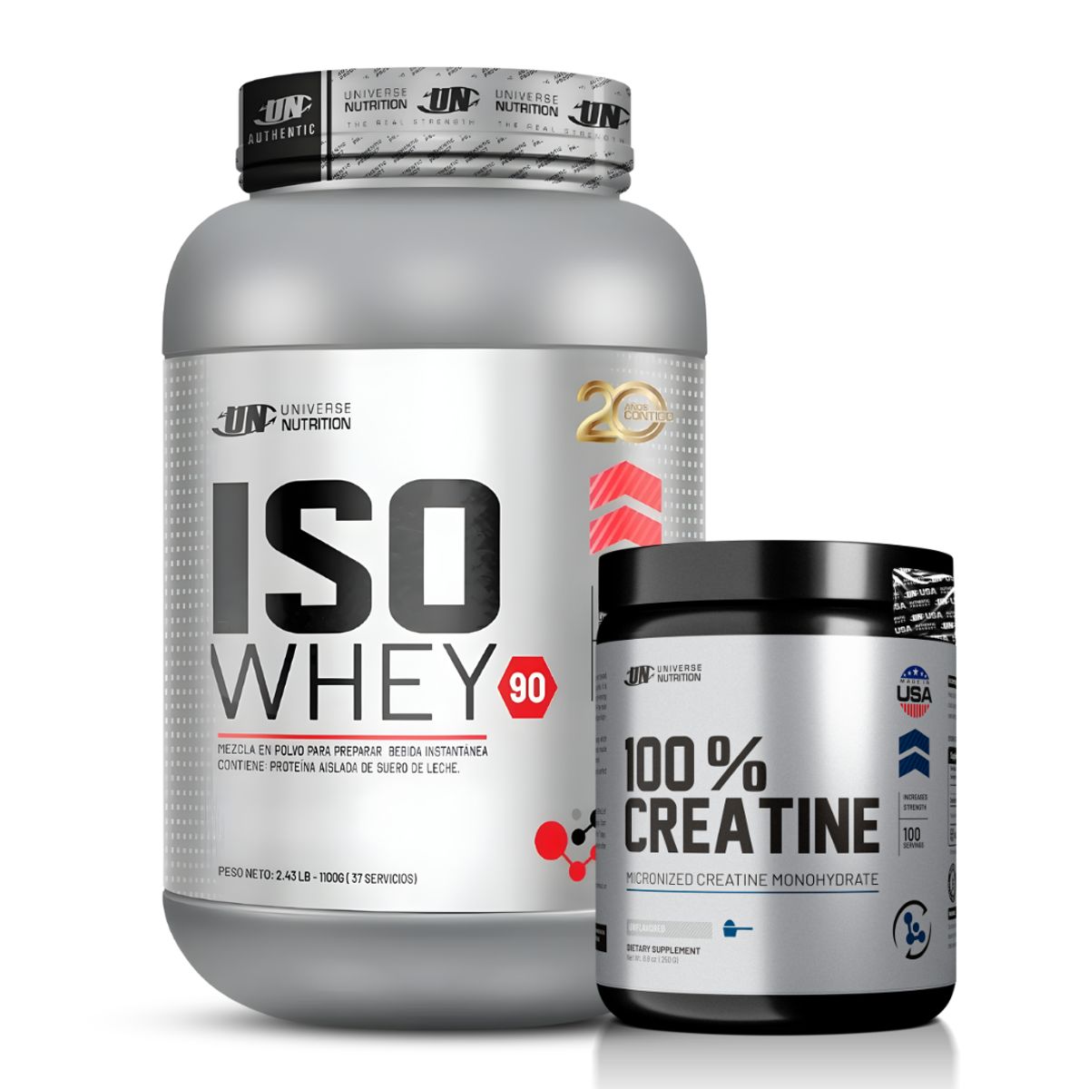Universe Nutrition - Iso Whey 90 1.1 kg Proteina Isolatada - Cookie and Cream + Creatina Universe Nutrition 250 G