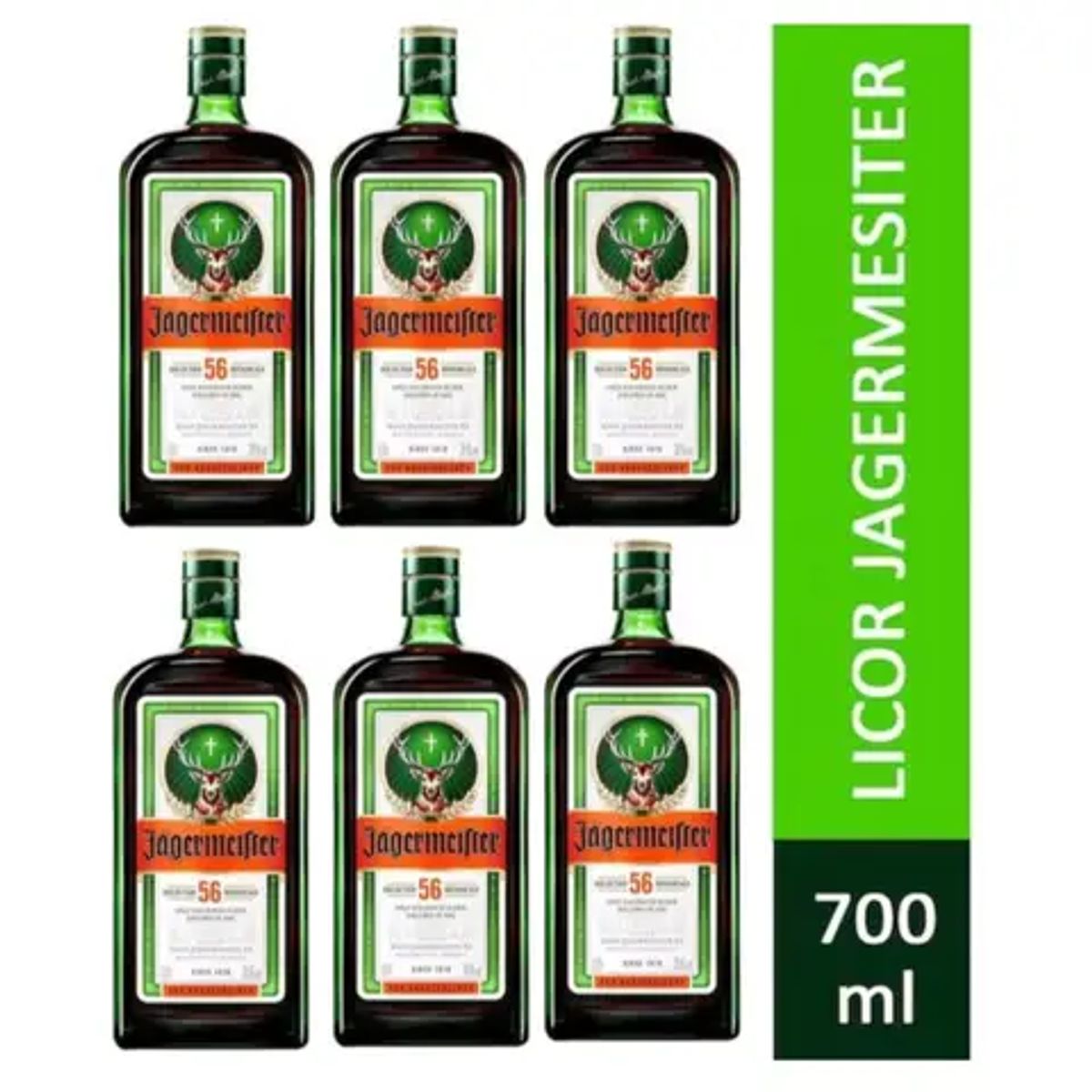 JAGERMEISTER - Licor de Hierbas Jagger Jagermeister Jägermeister 700 ml - 6 UNIDADES - D