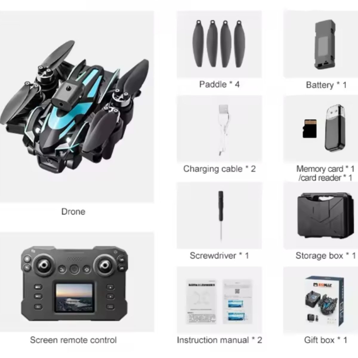 GENERICO - DRON K12 MAX CON PANTALLA  8K EVITACION DE OBSTACULOS NARANJA