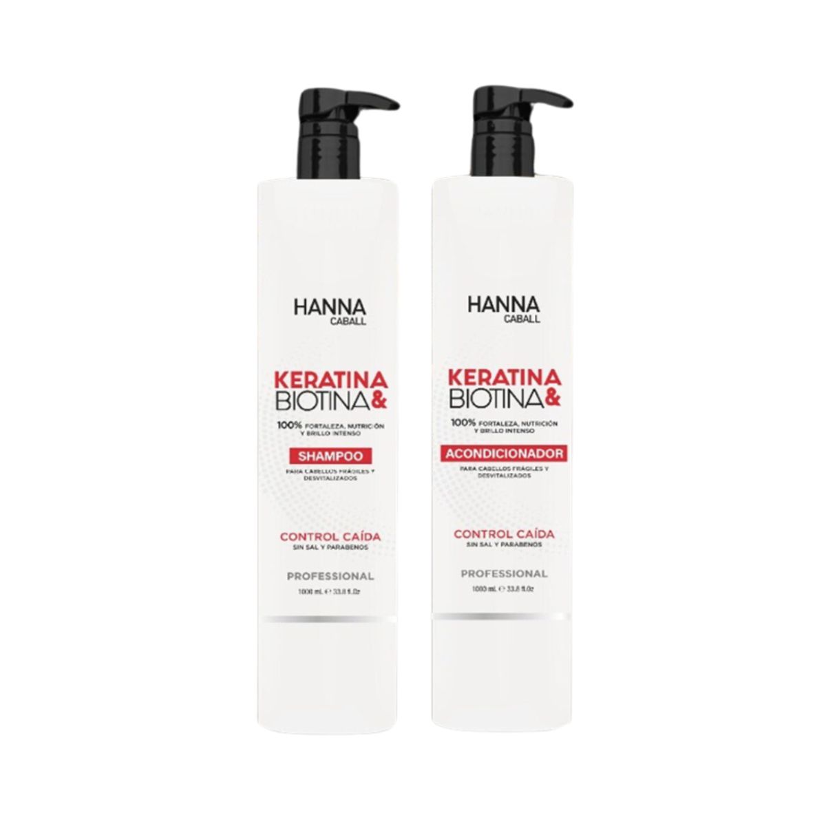 GENERICO - HANNA CABALL - Duo Keratina Biotina Shampoo Acondicionador y Mascarilla