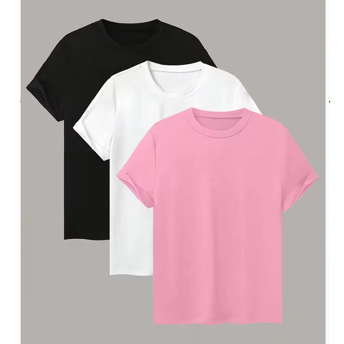 PEACE AND LOVE - Pack 3 Polos Manga Corta Blanco Negro Rosado Unisex Peace And Love.