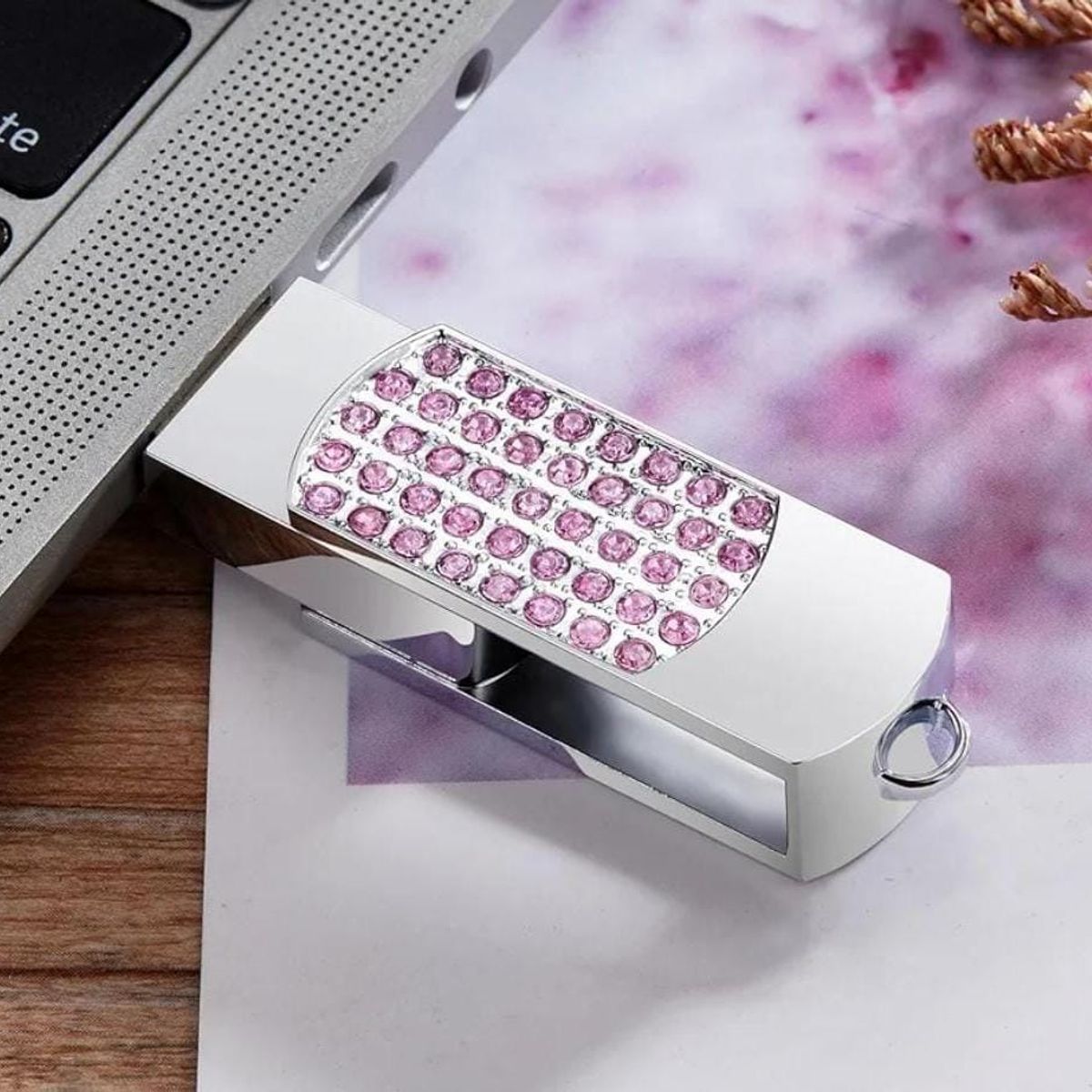 GENERICO - Memoria USB 128GB Rosado Cristales