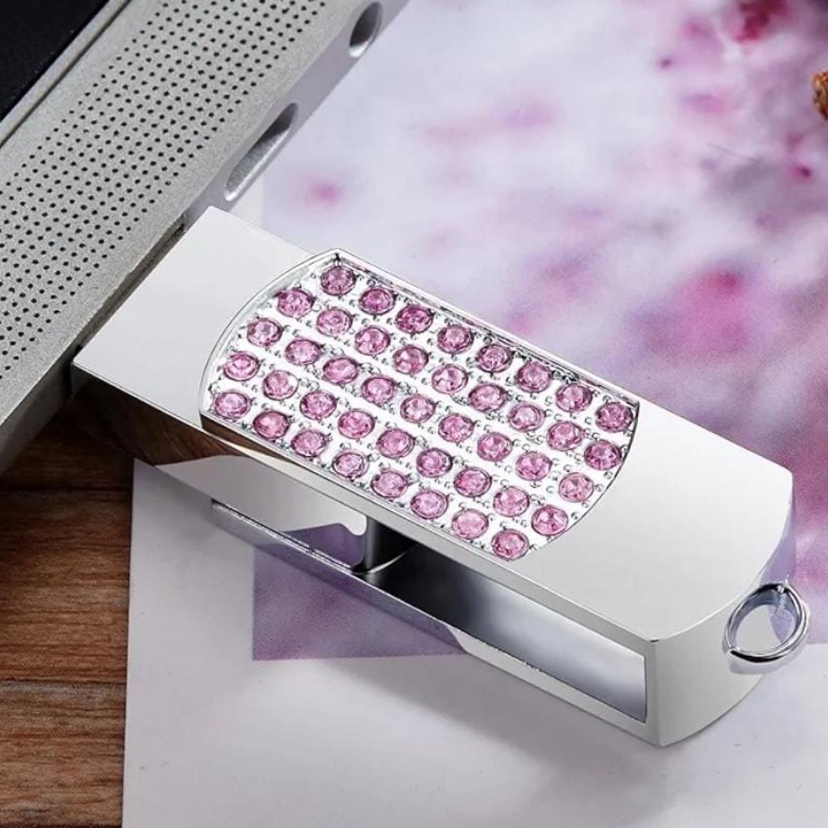 GENERICO - Memoria USB 128GB Rosado Cristales