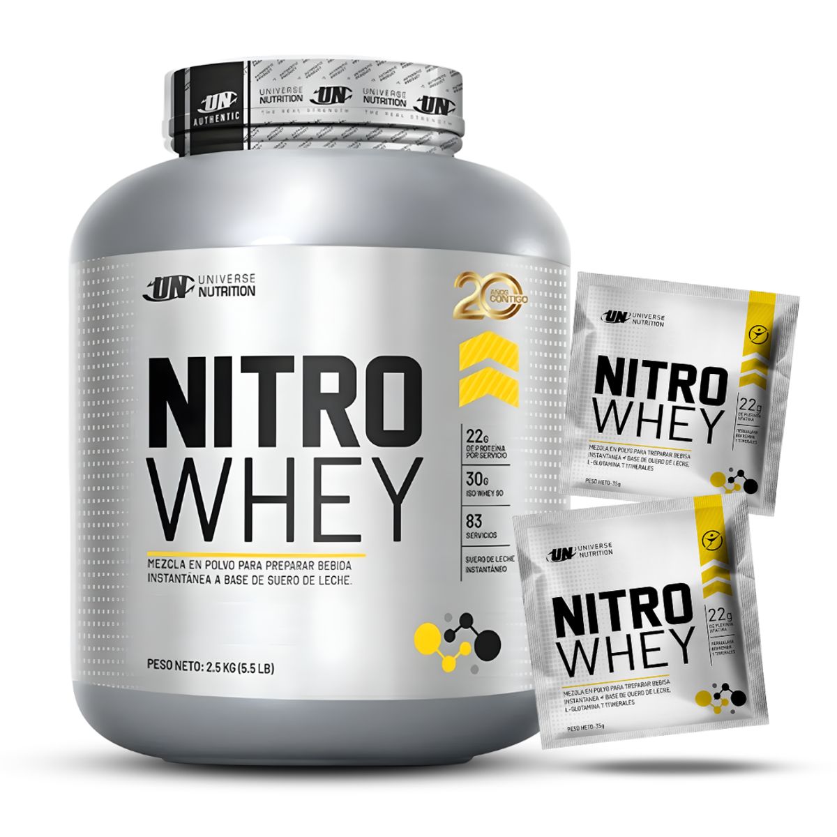 Universe Nutrition - Nitro whey 2.5 Kg Proteina Whey - Vainilla + 2 Sachet Nitro Whey