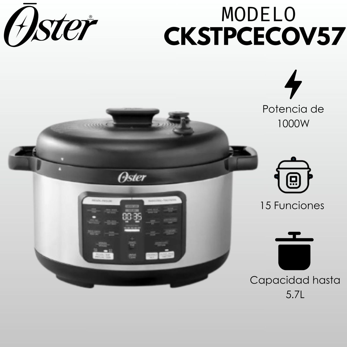 OSTER - Multi olla Oster rápida ovalada de 5.7L con 15 funciones CKSTPCECOV57
