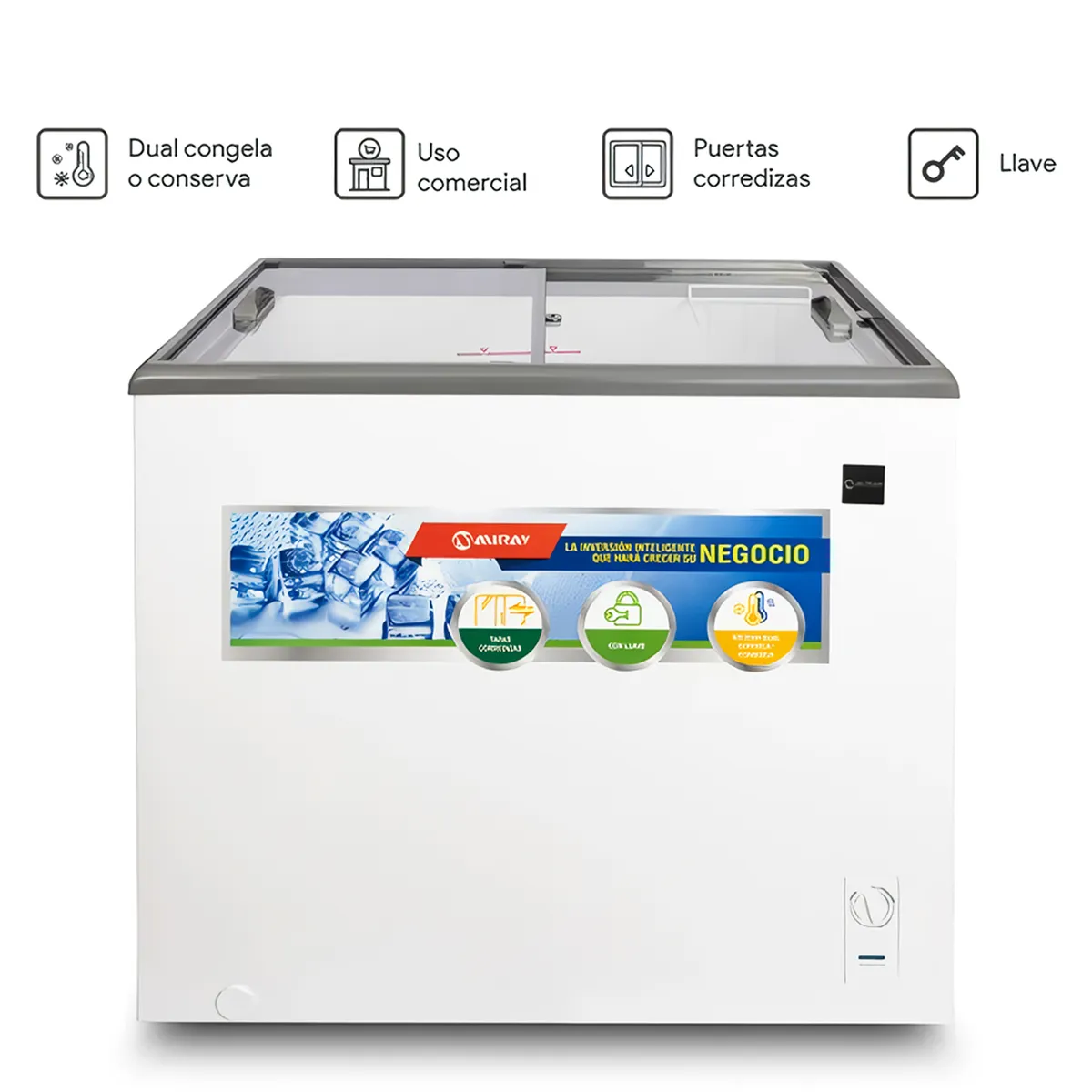 MIRAY - Congeladora Exhibidora Horizontal Miray CEMH-165M 167L